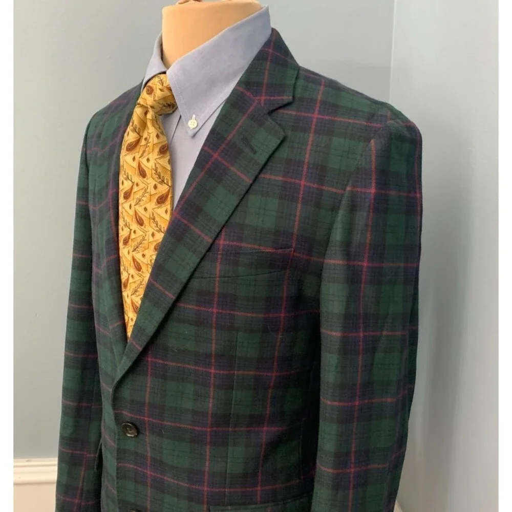 J Crew Blazer Mens 38R Tartan Plaid Moon Ludlow Slim-Fit Preppy Jacket Sportcoat